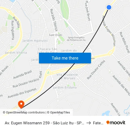 Av. Eugen Wissmann 259 - São Luiz Itu - SP 13304-270 Brasil to Fatec Itu map