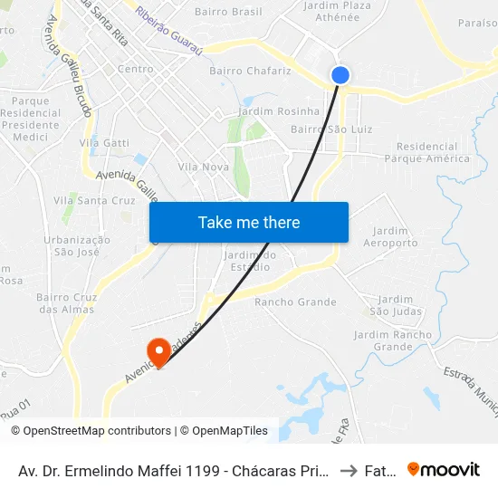Av. Dr. Ermelindo Maffei 1199 - Chácaras Primavera Itu - SP 13302-231 Brasil to Fatec Itu map