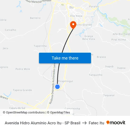 Avenida Hidro Alumínio Acro Itu - SP Brasil to Fatec Itu map