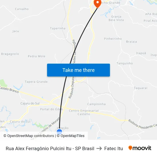 Rua Alex Ferragônio Pulcini Itu - SP Brasil to Fatec Itu map