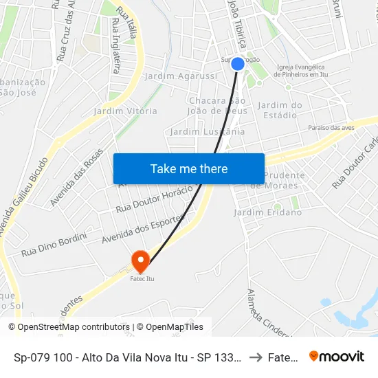 Sp-079 100 - Alto Da Vila Nova Itu - SP 13304-080 Brasil to Fatec Itu map
