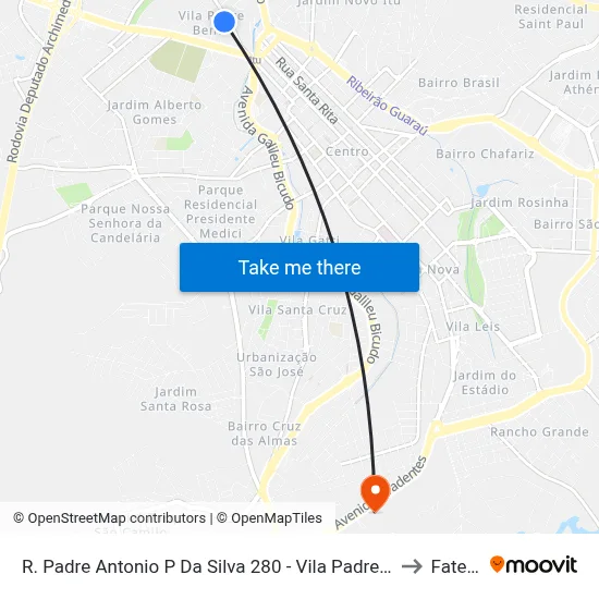 R. Padre Antonio P Da Silva 280 - Vila Padre Bento Itu - SP Brasil to Fatec Itu map