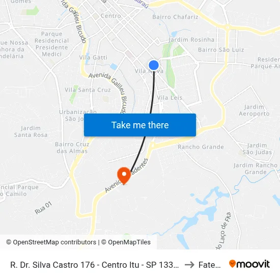 R. Dr. Silva Castro 176 - Centro Itu - SP 13309-060 Brasil to Fatec Itu map