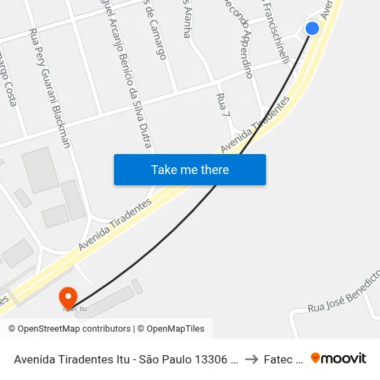 Avenida Tiradentes Itu - São Paulo 13306 Brasil to Fatec Itu map