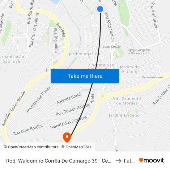 Rod. Waldomiro Corrêa De Camargo 39 - Centro Itu - SP 13309-300 Brasil to Fatec Itu map