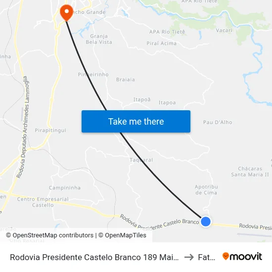 Rodovia Presidente Castelo Branco 189 Mairinque - SP 18120-000 Brasil to Fatec Itu map