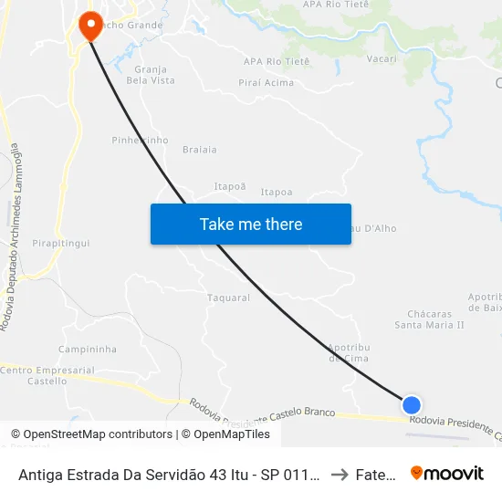 Antiga Estrada Da Servidão 43 Itu - SP 01142-300 Brasil to Fatec Itu map