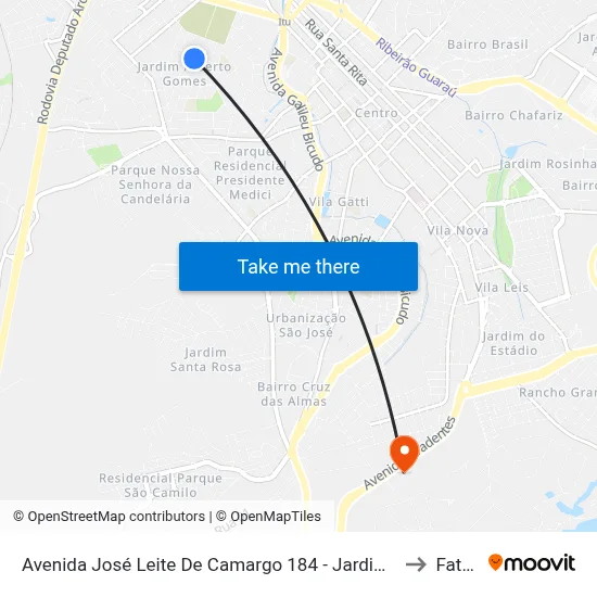 Avenida José Leite De Camargo 184 - Jardim Alberto Gomes Itu - SP Brasil to Fatec Itu map