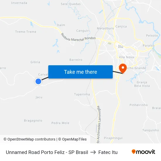 Unnamed Road Porto Feliz - SP Brasil to Fatec Itu map