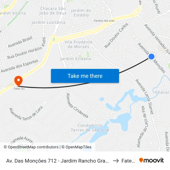 Av. Das Monções 712 - Jardim Rancho Grande Itu - SP Brasil to Fatec Itu map