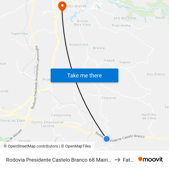 Rodovia Presidente Castelo Branco 68 Mairinque - SP 18120-000 Brasil to Fatec Itu map