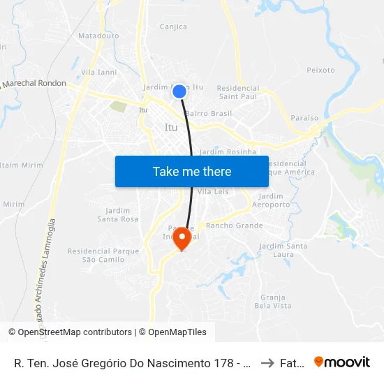 R. Ten. José Gregório Do Nascimento 178 - Jardim Novo Itu Itu - SP Brasil to Fatec Itu map