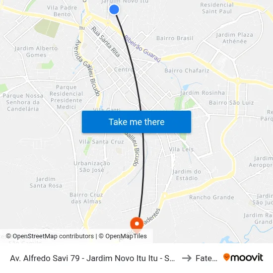 Av. Alfredo Savi 79 - Jardim Novo Itu Itu - SP 13301-180 Brasil to Fatec Itu map