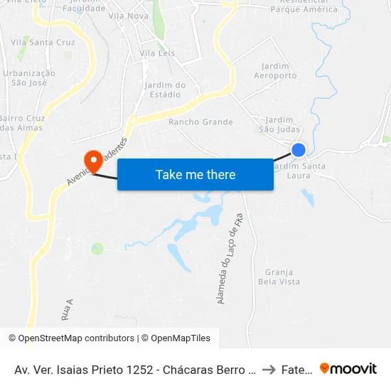 Av. Ver. Isaias Prieto 1252 - Chácaras Berro Dagua Itu - SP Brasil to Fatec Itu map