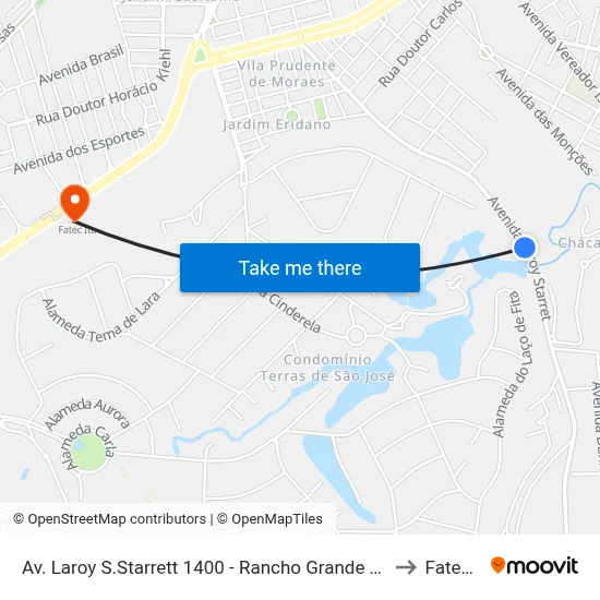 Av. Laroy S.Starrett 1400 - Rancho Grande Itu - SP Brasil to Fatec Itu map