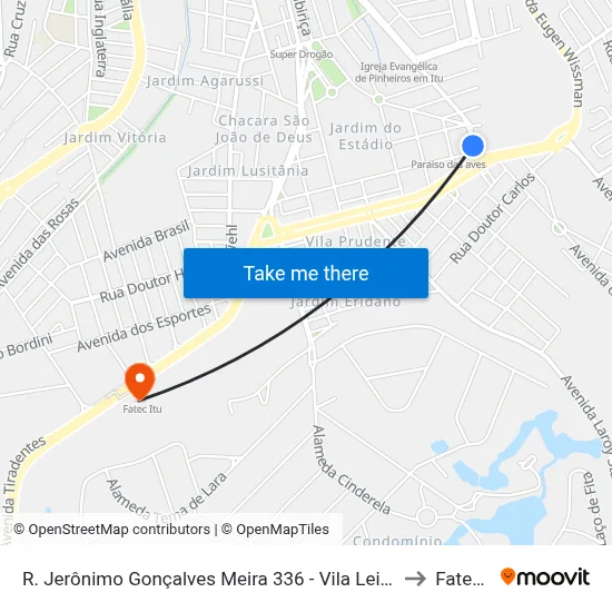 R. Jerônimo Gonçalves Meira 336 - Vila Leis Itu - SP Brasil to Fatec Itu map