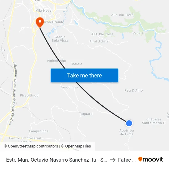 Estr. Mun. Octavio Navarro Sanchez Itu - SP Brasil to Fatec Itu map