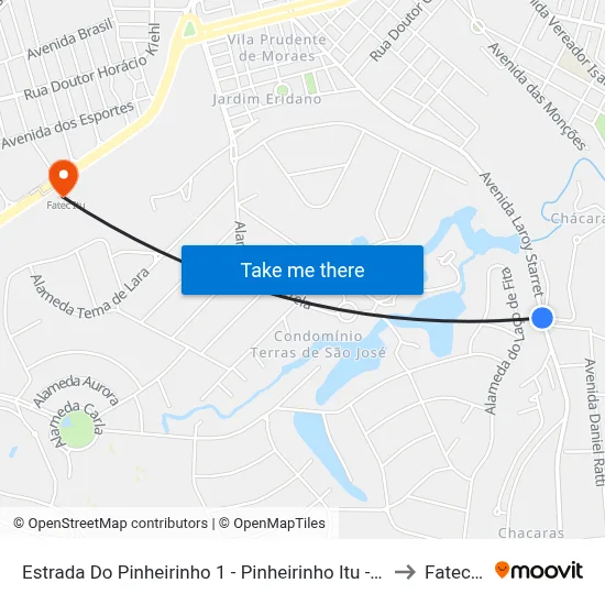 Estrada Do Pinheirinho 1 - Pinheirinho Itu - SP Brasil to Fatec Itu map