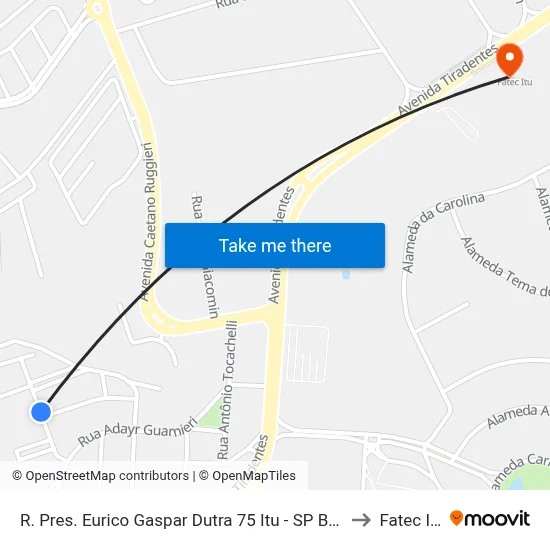 R. Pres. Eurico Gaspar Dutra 75 Itu - SP Brasil to Fatec Itu map