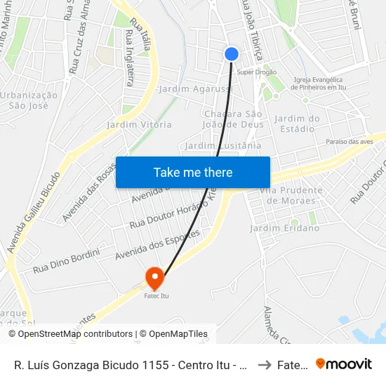 R. Luís Gonzaga Bicudo 1155 - Centro Itu - SP 13304-080 Brasil to Fatec Itu map