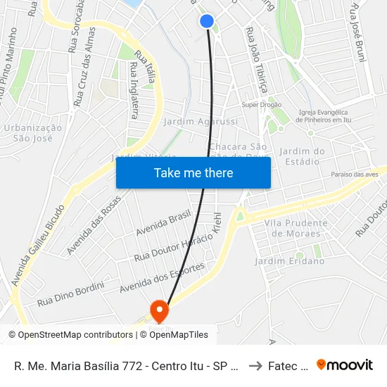 R. Me. Maria Basília 772 - Centro Itu - SP Brasil to Fatec Itu map