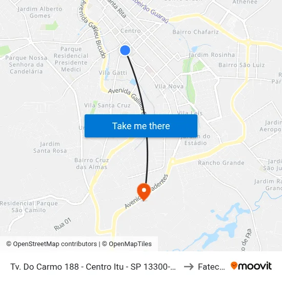 Tv. Do Carmo 188 - Centro Itu - SP 13300-090 Brasil to Fatec Itu map