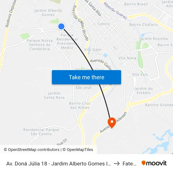 Av. Doná Júlia 18 - Jardim Alberto Gomes Itu - SP Brasil to Fatec Itu map