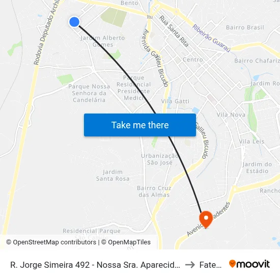 R. Jorge Simeira 492 - Nossa Sra. Aparecida Itu - SP Brasil to Fatec Itu map