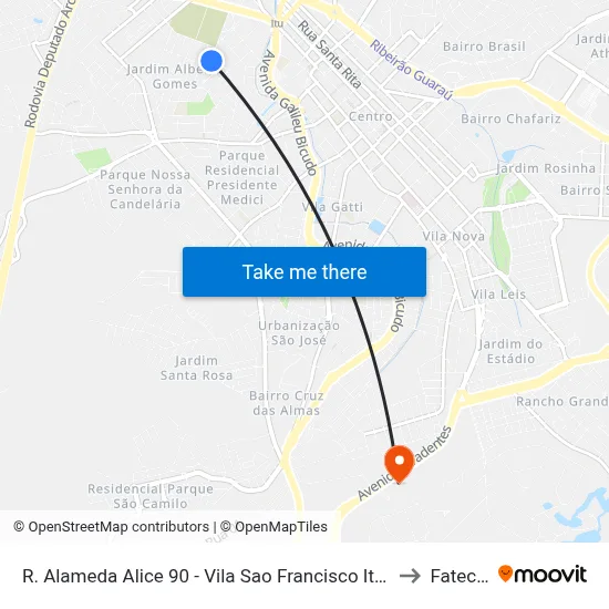 R. Alameda Alice 90 - Vila Sao Francisco Itu - SP Brasil to Fatec Itu map