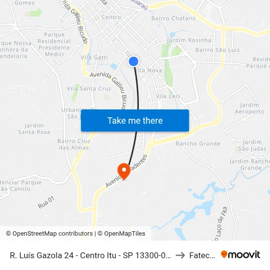 R. Luís Gazola 24 - Centro Itu - SP 13300-053 Brasil to Fatec Itu map