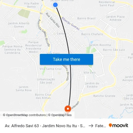 Av. Alfredo Savi 63 - Jardim Novo Itu Itu - SP 13301-140 Brasil to Fatec Itu map