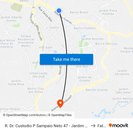 R. Dr. Custodio P Sampaio Neto 47 - Jardim Novo Itu Itu - SP 13300-090 Brasil to Fatec Itu map