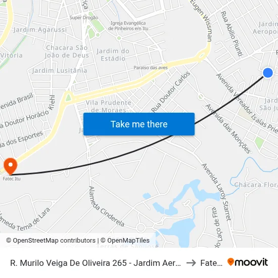 R. Murilo Veiga De Oliveira 265 - Jardim Aeroporto I Itu - SP Brasil to Fatec Itu map
