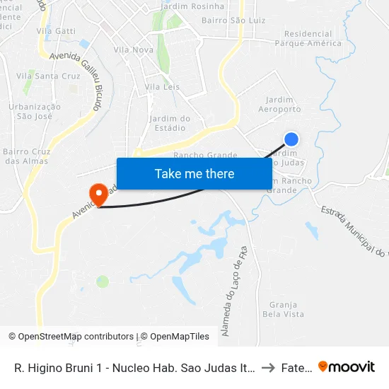 R. Higino Bruni 1 - Nucleo Hab. Sao Judas Itu - SP 13304-773 Brasil to Fatec Itu map