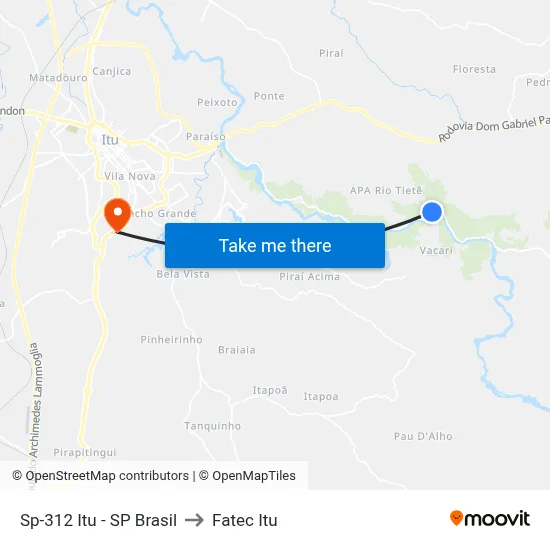 Sp-312 Itu - SP Brasil to Fatec Itu map