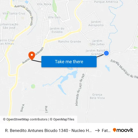 R. Benedito Antunes Bicudo 1340 - Nucleo Hab. Sao Judas Itu - SP 13304-790 Brasil to Fatec Itu map