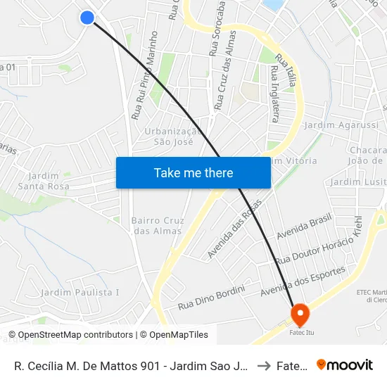 R. Cecília M. De Mattos 901 - Jardim Sao Jose Itu - SP Brasil to Fatec Itu map