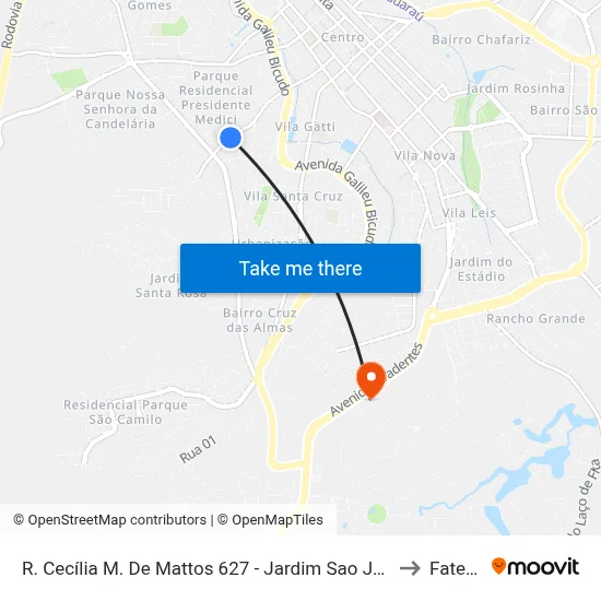 R. Cecília M. De Mattos 627 - Jardim Sao Jose Itu - SP Brasil to Fatec Itu map