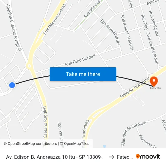 Av. Edison B. Andreazza 10 Itu - SP 13309-710 Brasil to Fatec Itu map