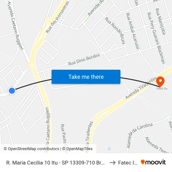 R. Maria Cecília 10 Itu - SP 13309-710 Brasil to Fatec Itu map
