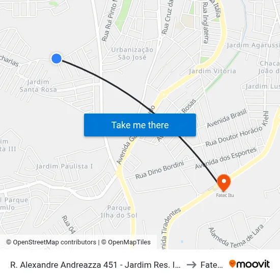 R. Alexandre Andreazza 451 - Jardim Res. Itaim Itu - SP Brasil to Fatec Itu map