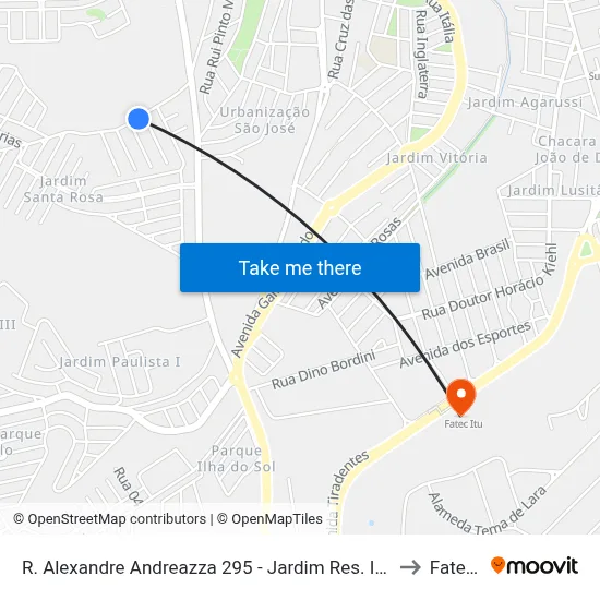 R. Alexandre Andreazza 295 - Jardim Res. Itaim Itu - SP Brasil to Fatec Itu map