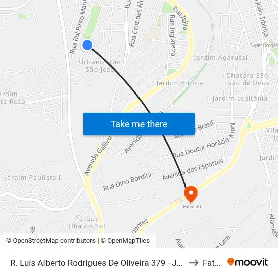R. Luís Alberto Rodrigues De Oliveira 379 - Jardim Sao Jose Itu - SP Brasil to Fatec Itu map
