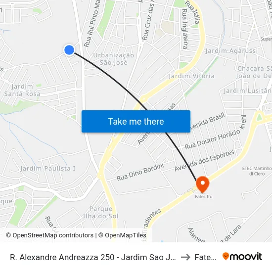 R. Alexandre Andreazza 250 - Jardim Sao Jose Itu - SP Brasil to Fatec Itu map