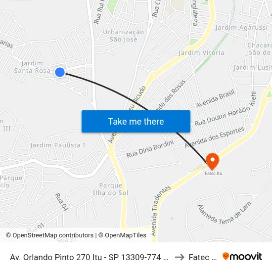 Av. Orlando Pinto 270 Itu - SP 13309-774 Brasil to Fatec Itu map
