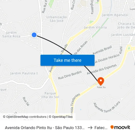 Avenida Orlando Pinto Itu - São Paulo 13309 Brasil to Fatec Itu map