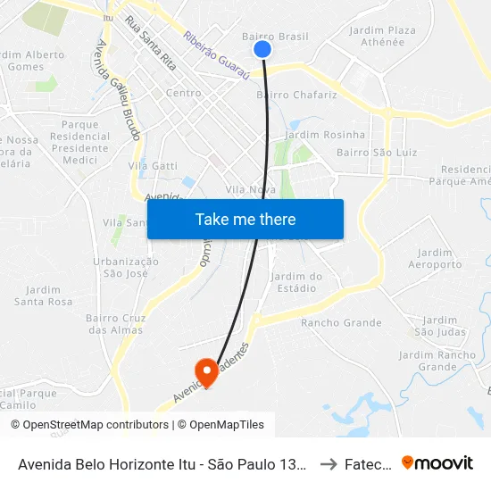 Avenida Belo Horizonte Itu - São Paulo 13303 Brasil to Fatec Itu map