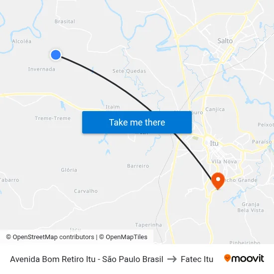 Avenida Bom Retiro Itu - São Paulo Brasil to Fatec Itu map