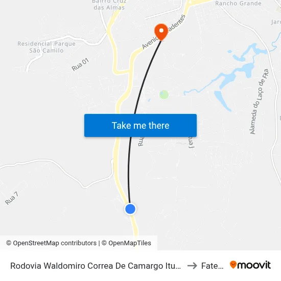 Rodovia Waldomiro Correa De Camargo Itu - São Paulo Brasil to Fatec Itu map
