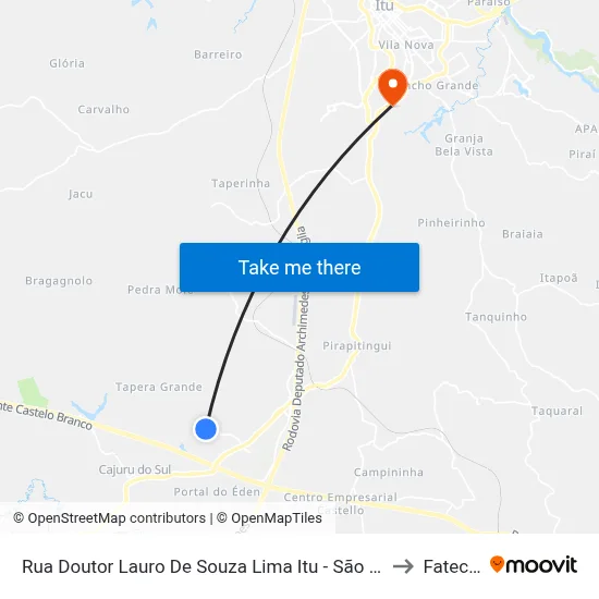 Rua Doutor Lauro De Souza Lima Itu - São Paulo Brasil to Fatec Itu map